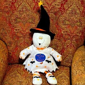VTG Halloween Ghost Witch Nylon Plushie International Silver Co Decor 1996 2+ft